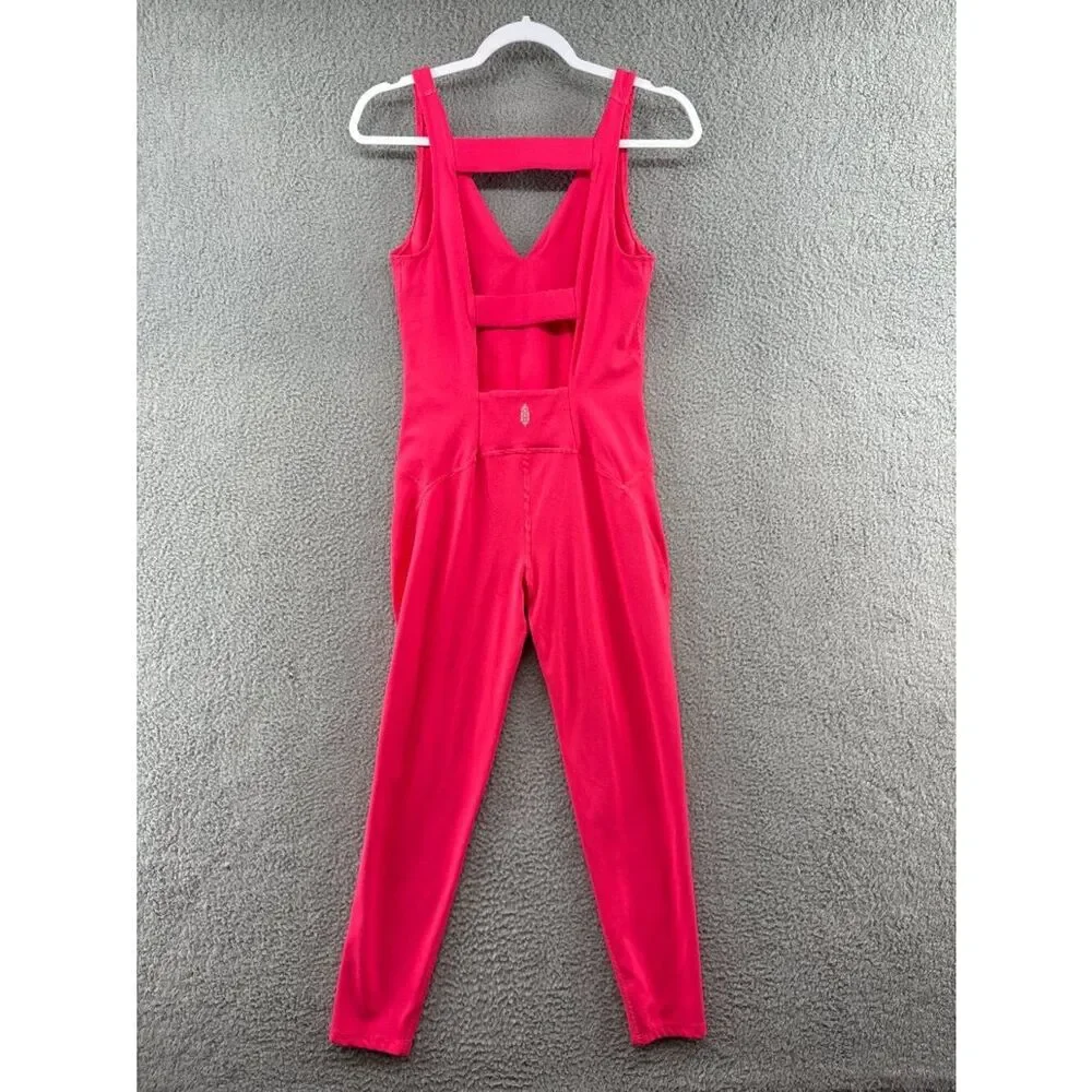 Free People Movement Never Better Strappy Back Active Jumpsuit Pink M